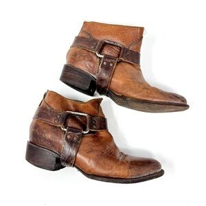 Freebird by Steven Phlow Leather Tan and Brown Western Ankle Boots